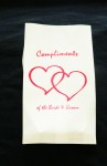 Wedding - Cake Bags - Red Heart Compliments Bride & Groom x 100 Bulk Pack
